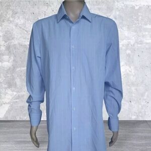 Mizzen Main Shirt Mens XL Blue Striped Leeward Trim Fit Dress Preppy Business
